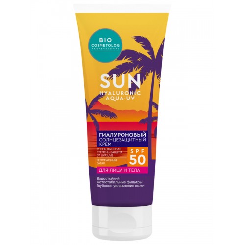 Крем для лица и тела SPF-50+ Солнцезащитный Гиалуроновый 75мл Bio Cosmetolog Prof